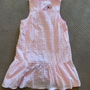 Lover & Friends Baby Pink Striped Sleeveless Ruffle Hem Summer Dress